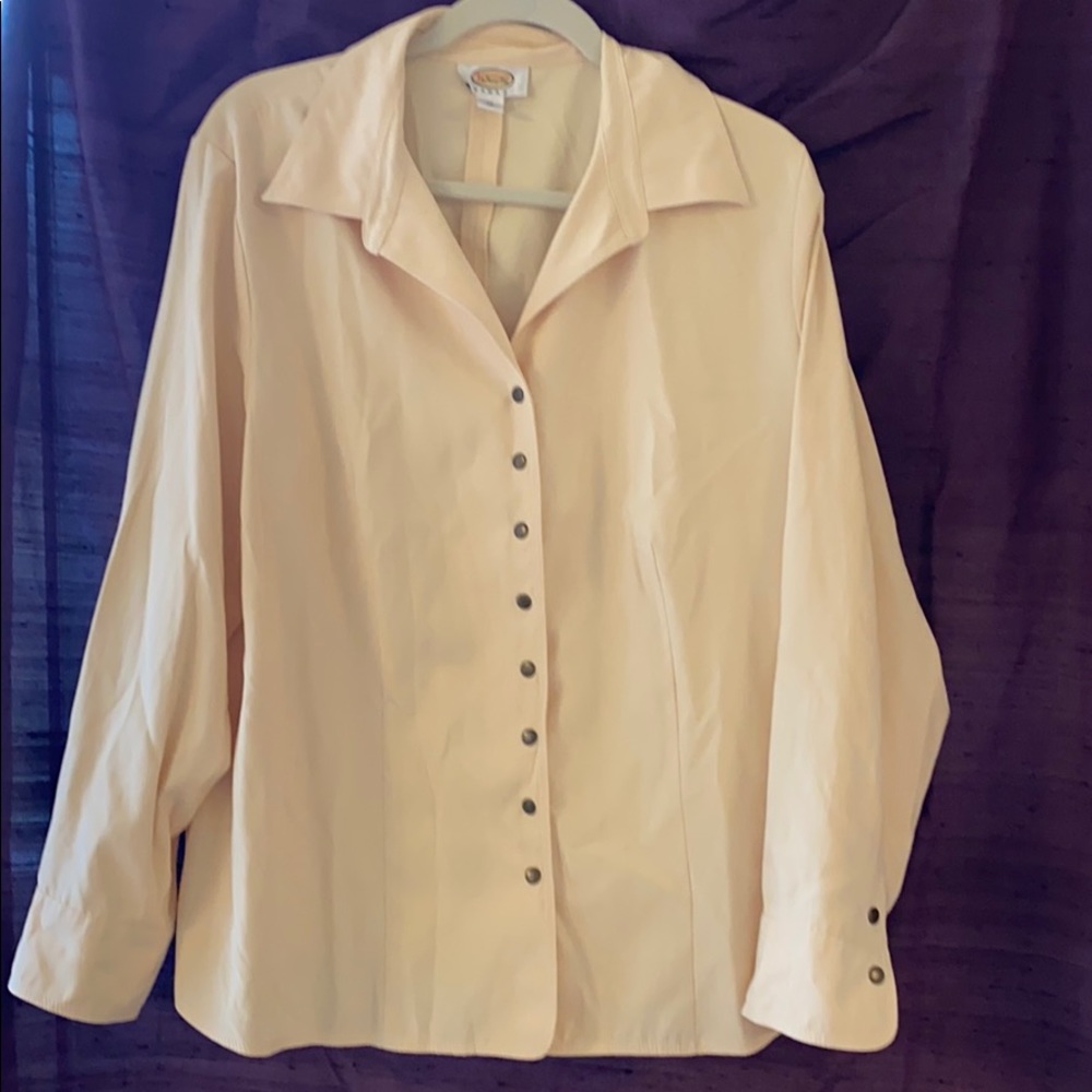 Talbots Cream Button-Down Long Sleeve Shirt